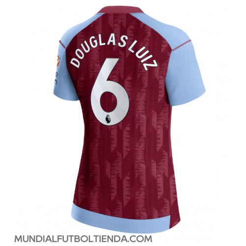 Camiseta Aston Villa Douglas Luiz #6 Primera Equipación Replica 2023-24 para mujer mangas cortas